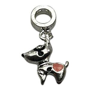 Bull Terrier Love 925 Sterling‎ Silver Enamel Charm Pendant